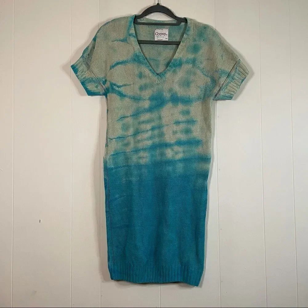 Gypsy 05 Turquoise Tie-Dye Sweater Dress Coverup Size XS